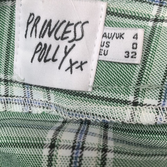 New without tags Princess Polly size 0 green blue plaid mini zip up skirt - Picture 4 of 5
